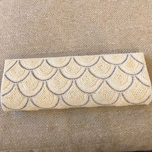 White Scalloped Clutch